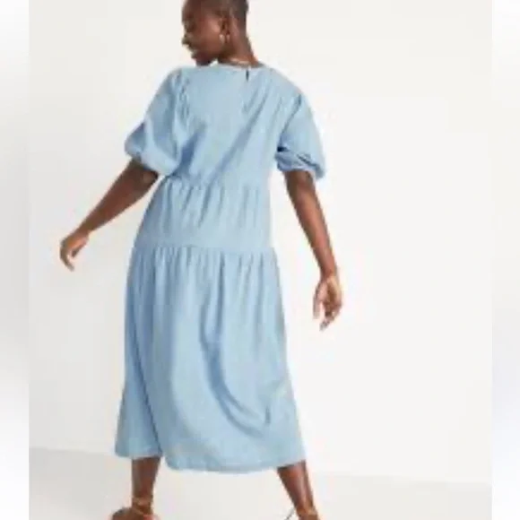 Old Navy Chambray Tiered midi dress size 2x - Picture 2 of 7